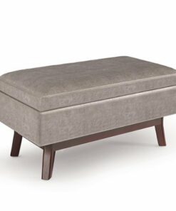 Simpli Home - Owen Small Rectangular Storage Ottoman - Distressed Grey Taupe