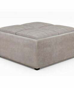 Simpli Home - Avalon Square Coffee Table Storage Ottoman - Distressed Grey Taupe