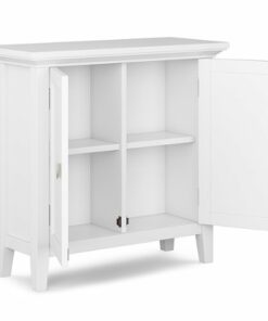 Simpli Home - Redmond SOLID WOOD 32 inch Wide Transitional Low Storage Cabinet in - White