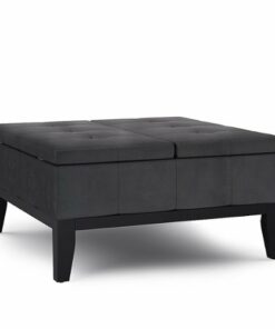 Simpli Home - Dover Square Coffee Table Storage Ottoman - Distressed Black