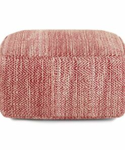 Simpli Home - Nate Square Pouf - Patterned Maroon Melange