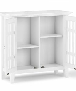 Simpli Home - Bedford SOLID WOOD 32 inch Wide Transitional Low Storage Media Cabinet in - White