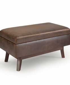 Simpli Home - Owen Small Rectangular Storage Ottoman - Distressed Chestnut Brown