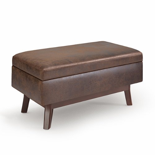 Simpli Home - Owen Small Rectangular Storage Ottoman - Distressed Chestnut Brown