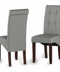 Simpli Home - Cosmopolitan Transitional Deluxe Tufted Parson Chair (Set of 2) in Linen Look Fabric - Light Beige
