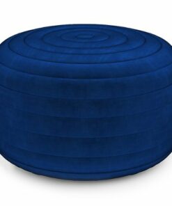 Simpli Home - Vivienne Round Pouf - Blue Velvet