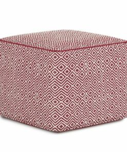 Simpli Home - Brynn Square Pouf - Patterned Maroon and Natural
