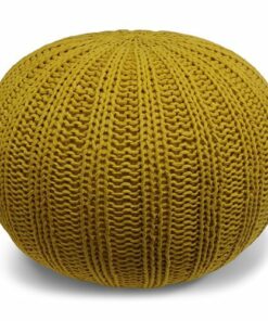 Simpli Home - Shelby Hand Knit Round Pouf - Mustard