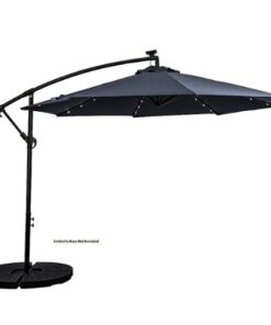 Sun Ray - 10' Offset Aluminum Solar Umbrella with Cross Base - Navy