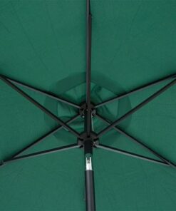 Sun Ray - 9' Round 6Rib Solar Lighted Umbrella - Hunter Green