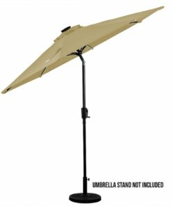 Sun Ray - 9' Round Next Gen Solar Lighted Umbrella - Taupe