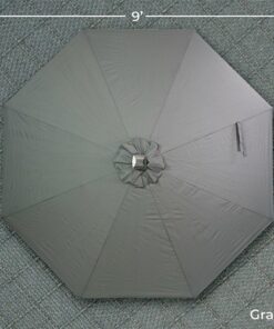 Sun Ray - 9' Round 8Rib Solar Lighted Umbrella - Grey