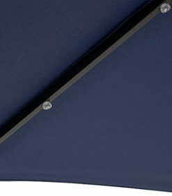 Sun Ray - 9' Round 8Rib Aluminum Bluetooth Solar Lighted Umbrella - Navy Blue