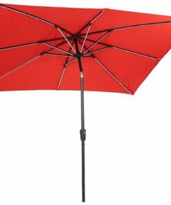 Sun Ray - 9'x7' Rectangular Next Gen Solar Lighted Umbrella - Ruby Red