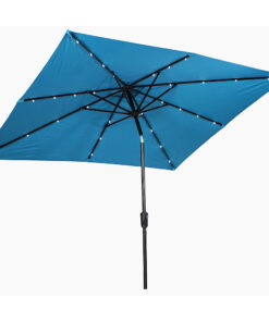 Sun Ray - 9'x7' Rectangular Solar Lighted Umbrella - Teal