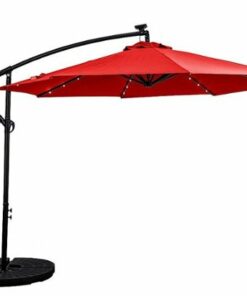 Sun Ray - 10' Offset Aluminum Solar Umbrella - Ruby Red 0