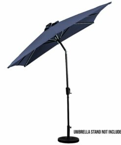Sun Ray - 9'x7' Rectangular Next Gen Solar Lighted Umbrella - Navy