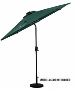 Sun Ray - 9' Round Next Gen Solar Lighted Umbrella - Hunter Green