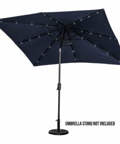 Sun Ray - 9'x7' Rectangular Solar Lighted Umbrella - Navy