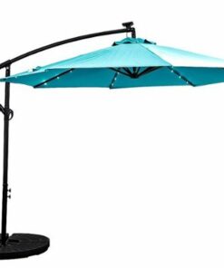 Sun Ray - 10' Offset Aluminum Solar Umbrella - Seafoam Green