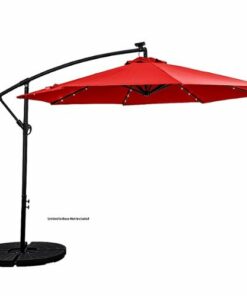 Sun Ray - 10' Offset Aluminum Solar Umbrella - Ruby Red 1