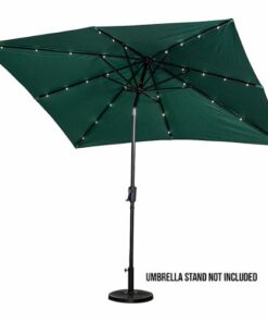 Sun Ray - 9'x7' Rectangular Solar Lighted Umbrella - Hunter Green