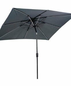 Sun Ray - 9'x7' Rectangular Next Gen Solar Lighted Umbrella - Grey