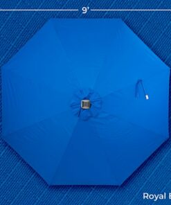 Sun Ray - 9' Round 8Rib Aluminum Bluetooth Solar Lighted Umbrella - Royal Blue