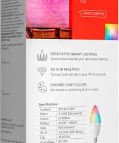 Sengled - Smart Candle LED 40W Bulbs Wi-Fi Works with Amazon Alexa & Google Assistant (2-pack) - Multicolor