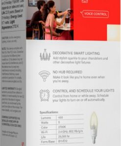 Sengled - Smart Vintage Candle LED 40W Bulbs Wi-Fi Works with Amazon Alexa & Google Assistant (2-pack). - White
