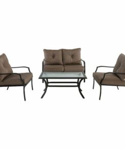 Hanover - Palm Bay 4-Piece Patio Set - Steel/Tan