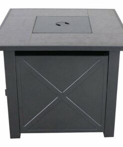 Mod Furniture - Harper 40,000 BTU Tile-Top Gas Fire Pit Table with Burner Cover and Lava Rocks - Grey/Faux Wood