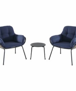 Hanover - Naya 3-Piece Chat Set with Cushions - Steel/Navy