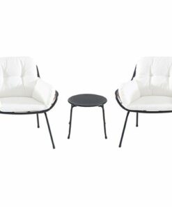 Mod Furniture - Bali 3-Piece Chat Set with Cushions - Steel/White