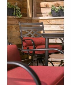 Hanover - Montclair 3-Piece High-Dining Set with 2 Swivel Chairs and a 33-Inch Square Table - Chili Red/Brown
