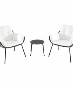 Hanover - Naya 3-Piece Chat Set with Cushions - Steel/White