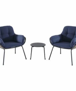 Mod Furniture - Bali 3-Piece Chat Set with Cushions - Steel/Navy