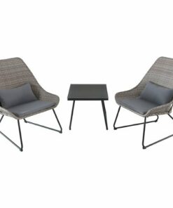 Mod Furniture - Montauk 3-Piece Wicker Scoop Chat Set with Cushions - Gray
