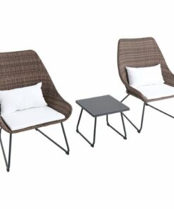 Mod Furniture - Montauk 3-Piece Wicker Scoop Chat Set with Cushions - White