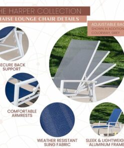 Mod Furniture - Harper Sling Chaise - White/Navy