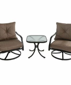 Hanover - Palm Bay 3-Piece Swivel Chat Set - Steel/Tan