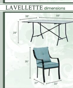 Hanover - Lavallette 7-Piece Outdoor Dining Set - Grey/Ocean Blue