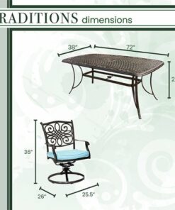 Hanover - Traditions 7-Piece Dining Set with 72 x 38 in. Cast-top Table - Blue/Bronze