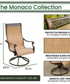 Hanover - Monaco 7-Piece Patio Dining Set with Six Swivel Rockers and a 68 x 40 in. Dining Table - Tan/Bronze