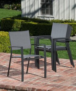Hanover - Cameron 9-Piece Expandable Dining Set with 8 Sling Dining Chairs and a 40" x 94" Table - Gray/Gray