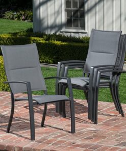 Hanover - Naples 11-Piece Outdoor Dining Set with 10 Padded Sling Chairs and a 40" x 118" Expandable Dining Table - Gray/Gray