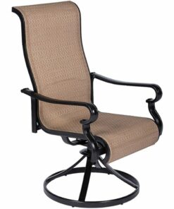 Hanover - Brigantine 9-Piece Dining Set with an XL Cast-Top Dining Table and 8 Sling-back Swivel Rockers - Cast/Tan