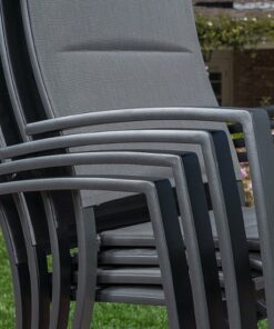Hanover - Naples 9-Piece Outdoor Dining Set with 8 Padded Sling Chairs and a 40" x 118" Expandable Dining Table - Gray/Gray