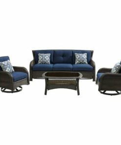 Hanover - Strathmere 4-Piece Lounge Set - Brown/Navy 0