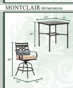 Hanover - Montclair 5-Piece High-Dining Patio Set with 4 Swivel Chairs and a 33-In. Counter-Height Dining Table - Tan/Brown